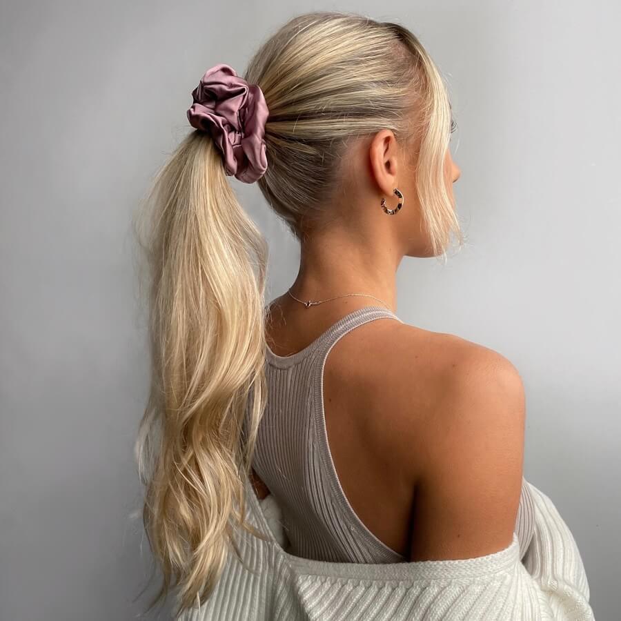 Mulberry Silk Deluxe Scrunchie Pale Mauve - Outlet Sale