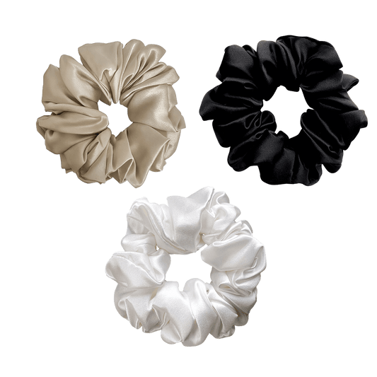 Deluxe Scrunchies - Champagne, Black, White