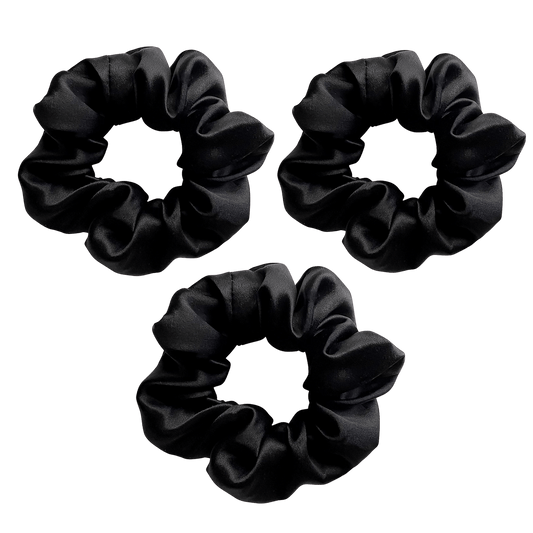 Mulberry Silk Medium Scrunchies - Midnight Black