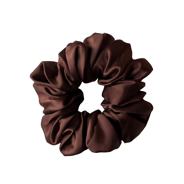 Mulberry Silk Deluxe Scrunchie - Chocolate – Silk Beauty Collection