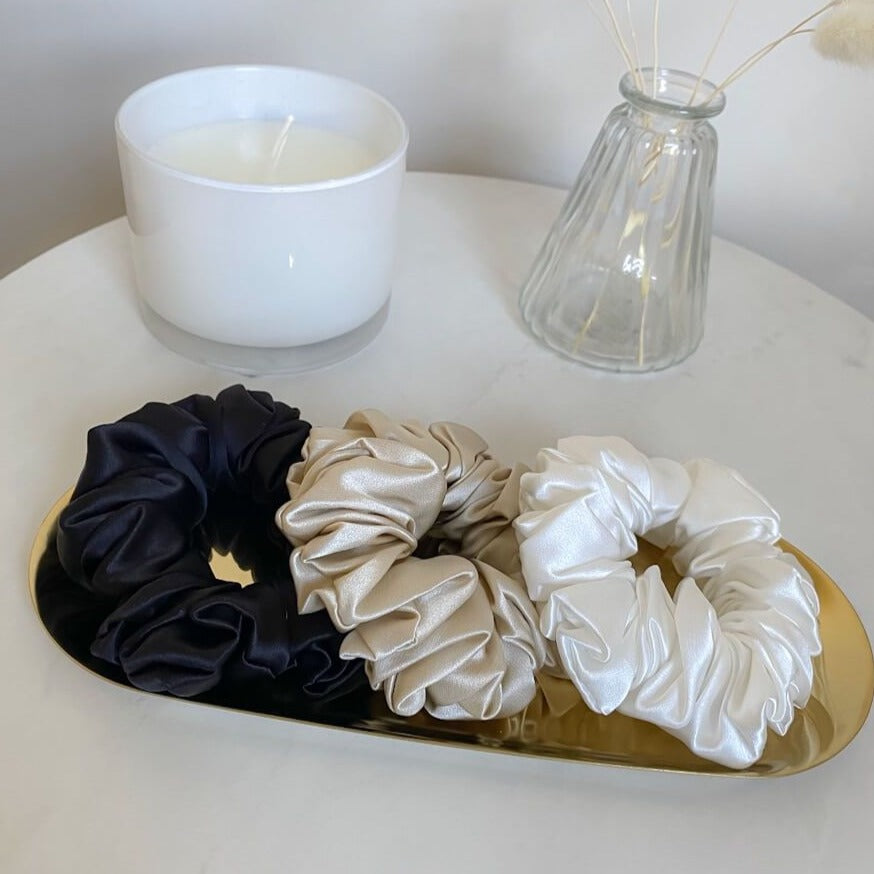 Deluxe Scrunchies - Champagne, Black, White