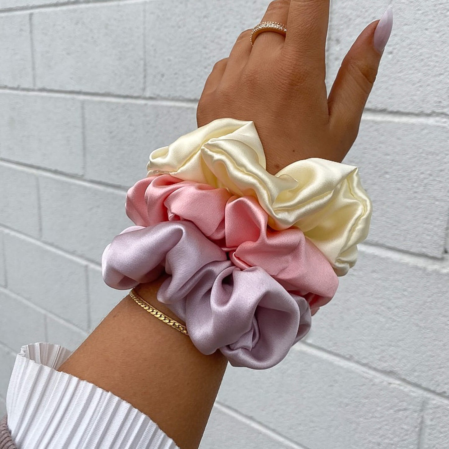 Mulberry Silk Medium Scrunchies - Buttercup, Rose, Lavender