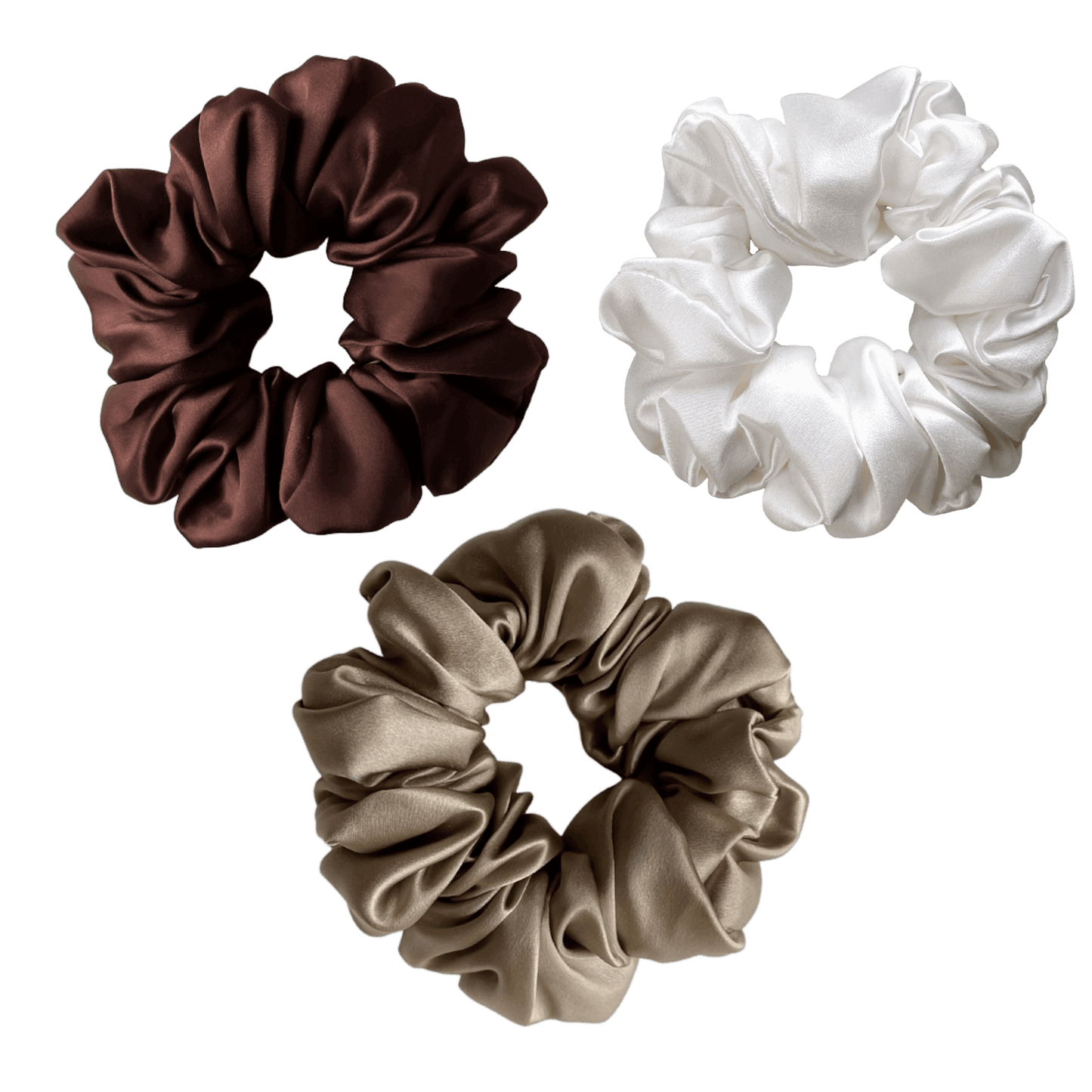 Deluxe Scrunchies - Chocolate, Khaki, White